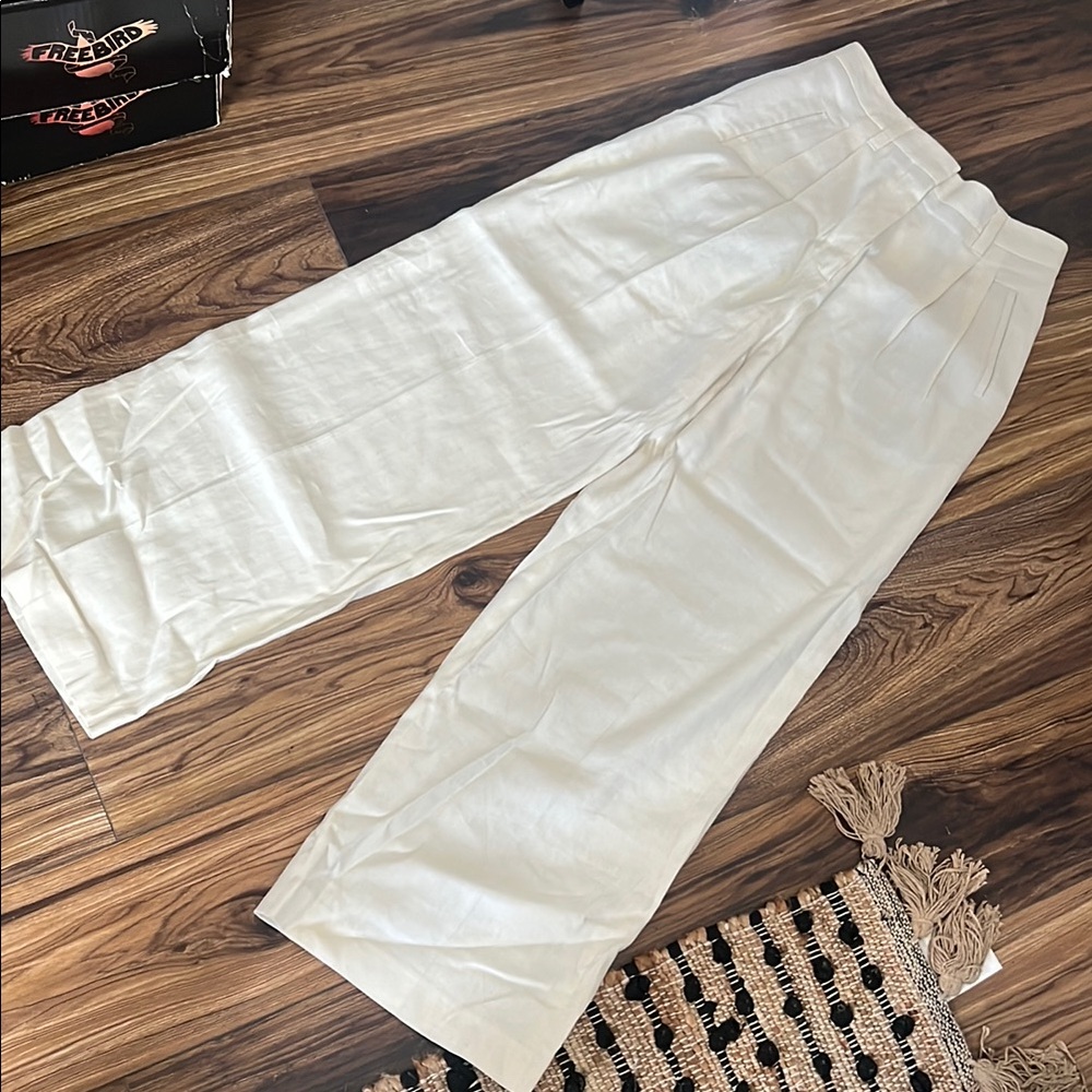 Brunello cucinelli high rises linen blend Cream Wide Leg pants